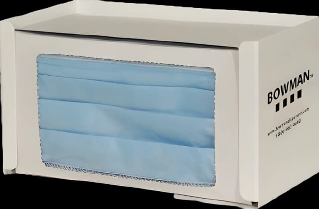 PPE Dispenser BOWMAN® Wall Mount 1-Box Capacity White 4.13 X 4.25 X 7.56 Inch Powder-Coated Steel
