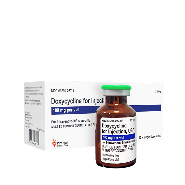 Doxycycline Hyclate 100mg SDV, 10mL Vial, 10/PK