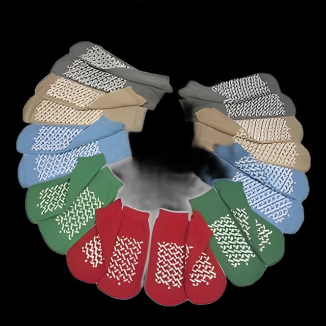 Slipper Socks Soft Sole Large Blue Ankle High