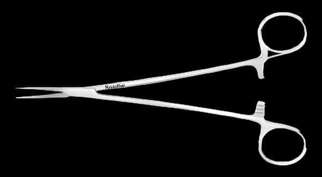 Hemostatic Forceps MeisterHand® Adson 7-1/4 Inch Length Surgical Grade German Stainless Steel NonSterile Ratchet Lock Finger Ring Handle Straight Serrated Tips