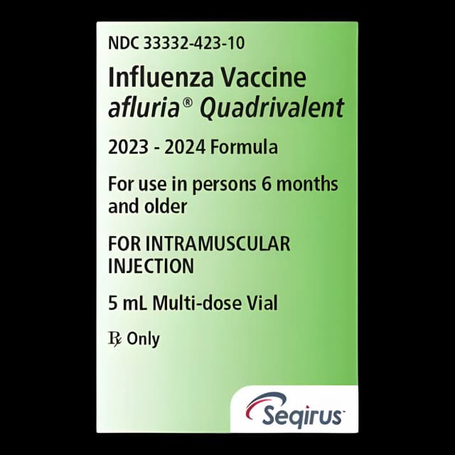 Afluria® Quadrivalent 2023 - 2024 Flu Vaccine 60 mcg / 0.5 mL Indicated for People 6 Months of Age and Older Multiple-Dose Vial 5 mL