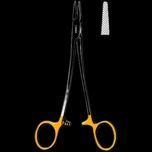 Needle Holder Sklar® TC 8 Inch Length Straight Serrated Tip Finger Ring Handle