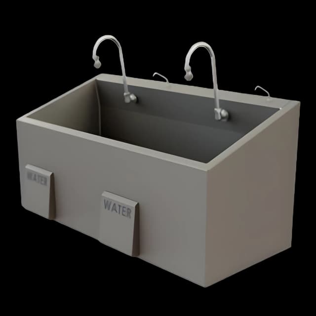 Surgical Scrub Sink ES47 Series Dual Bay Knee Operated Water, Infrared Sensor Operated Water