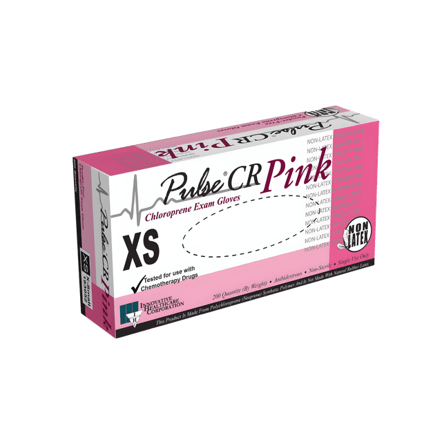 Pulse®️ CR, Pink, PolyChloroprene Exam Gloves, Chemo Tested, Small, Non Sterile, PF, 200/bx, 10 bx/cs