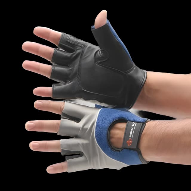Impact Glove IMPACTO® Half Finger Medium Black / Blue / Gray Hand Specific Pair