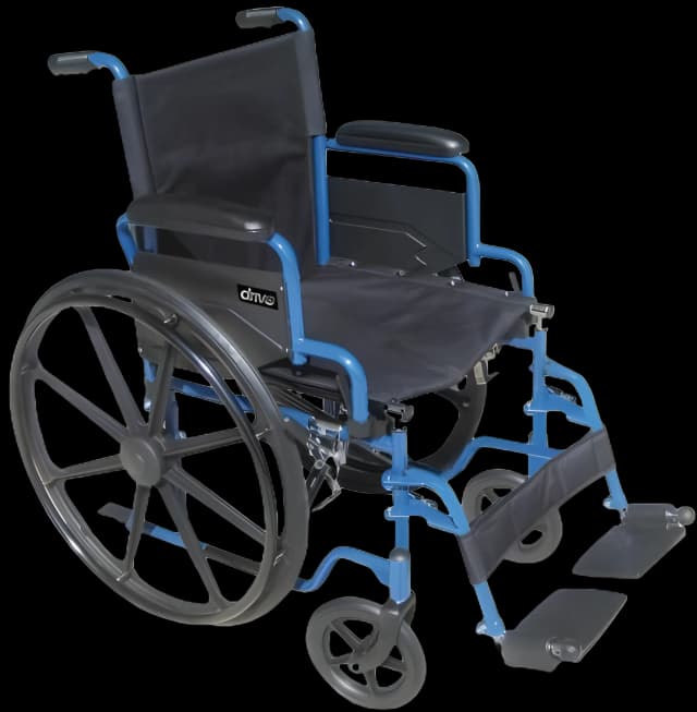 Wheelchair drive™ Blue Streak Desk Length Arm Swing-Away Footrest Black Upholstery 20 Inch Seat Width Adult 250 lbs. Weight Capacity