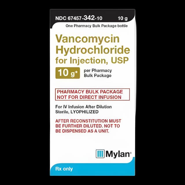 Vancomycin HCl, Preservative Free 10 Gram Injection Pharmacy Bulk Package