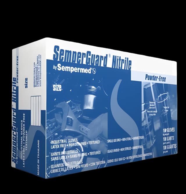 General Purpose Glove SemperGuard® Large Nitrile Blue 9 Inch Beaded Cuff NonSterile