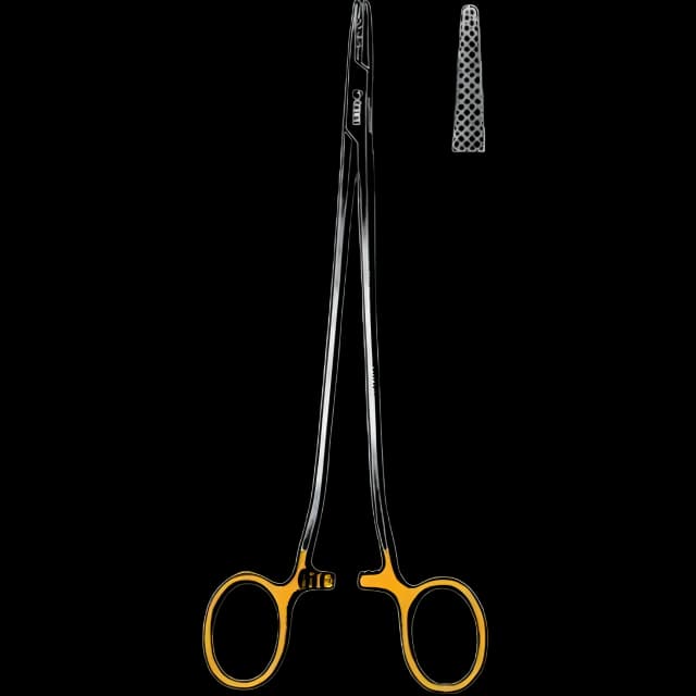 Needle Holder Sklar® TC 10-1/2 Inch Length Straight Serrated Tips Finger Ring Handle - 21-8037