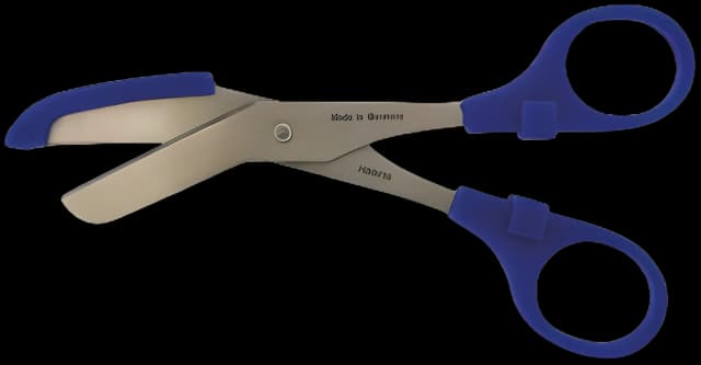 Bandage Scissors BR Surgical Nurse 5-1/2 Inch Length Surgical Grade Stainless Steel / Plastic NonSterile Finger Ring Handle Angled Blunt Tip / Blunt Tip