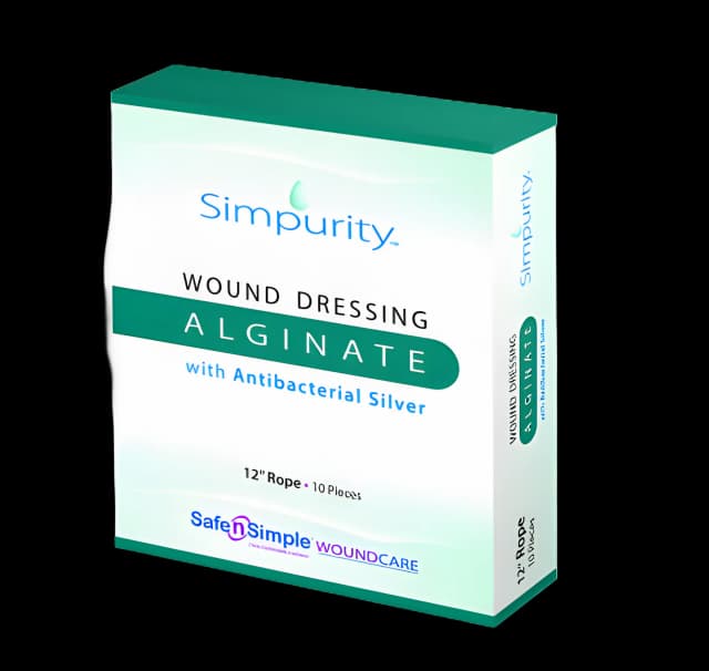 Simpurity Silver Alginate 12" Rope Dressing - Sterile Wound Care