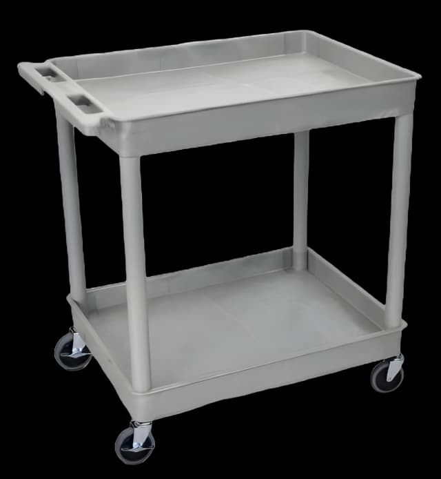 Utility Cart Polyethylene Plastic 32 X 24 X 37.5 Inch Gray 2-3/4 Inch Deep