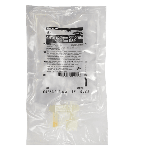 Baxter 0.9% Sodium Chloride IV Solution - 250mL VIAFLO Bag