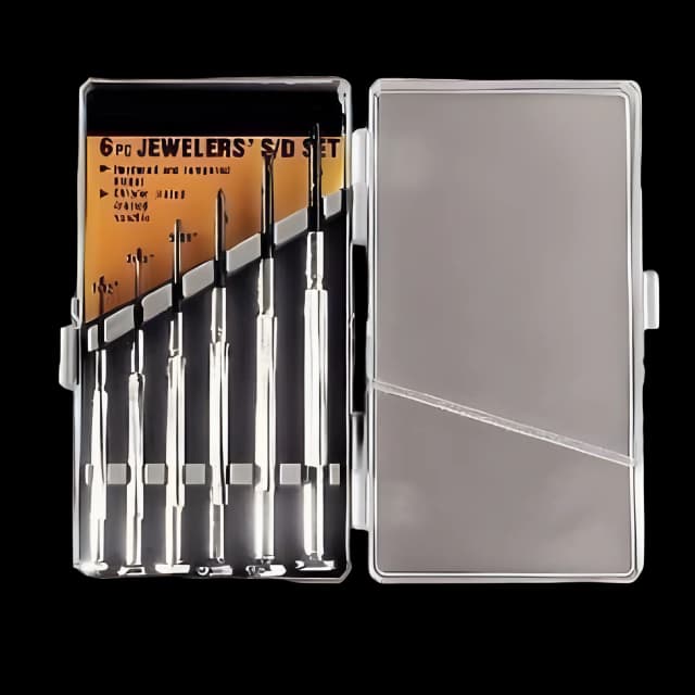 Precision Screwdriver Set 1/32, 3/64, 5/64, 1/8 Inch Flat Tops and No. 0, No. 1 Phillips Head