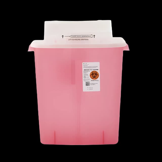 Sharps Container SharpStar™ In-Room™ Translucent Red Base 16-1/2 H X 13-3/4 W X 6 D Inch Horizontal Entry 3 Gallon - 8537SA