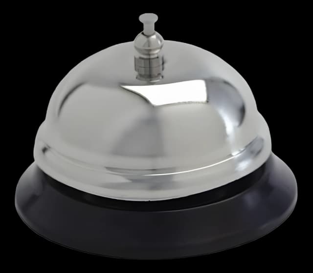 Call Bell Push Button Polished Steel / Black Vinyl Base 3 Inch