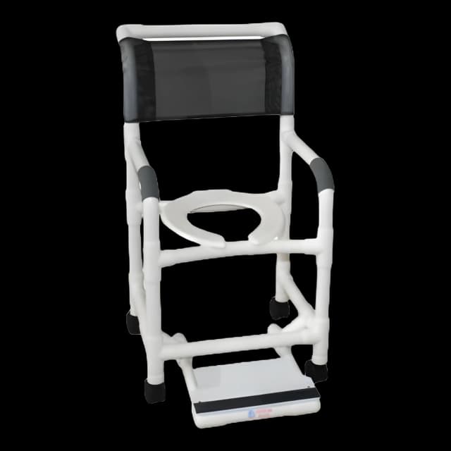 Shower Chair MJM International Fixed Arms PVC Frame Mesh Backrest with Pushbar 300 lbs. Weight Capacity - 118-3-SF - 2
