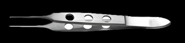 Tissue Forceps Padgett® Bishop-Harmon-Iris 3-1/4 Inch Length Surgical Grade Stainless Steel NonSterile NonLocking Fenestrated Thumb Handle Straight 0.6 mm Tips with 1 X 2 Teeth