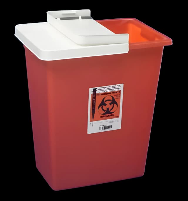 Sharps Container SharpSafety™ Red Base 17-1/2 H X 15-1/2 W X 11 D Inch Horizontal Entry 8 Gallon