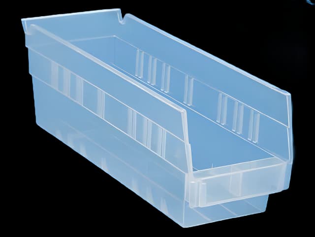FDA Compliant Uline Clear Plastic Shelf Bin for Medical Use