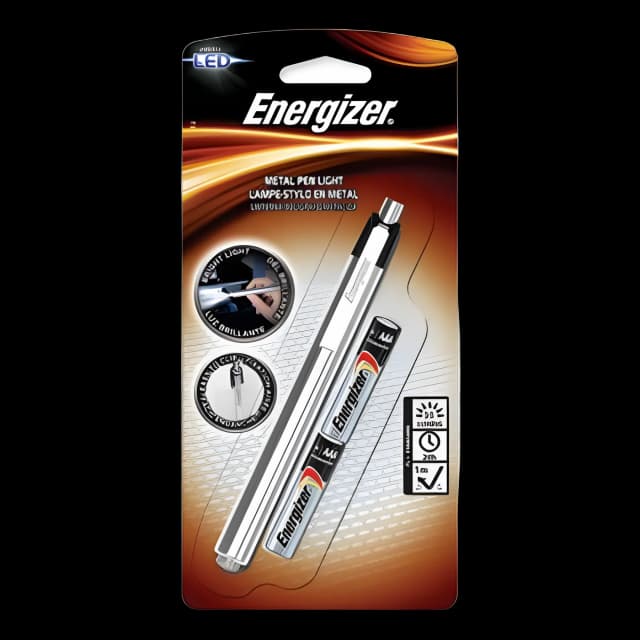 LED Pen Light, 2 AAA Batteries (Included), Silver/Black