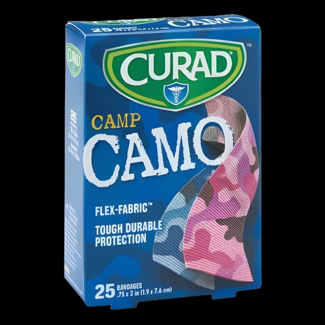 Adhesive Strip Curad® 3/4 X 3 Inch Fabric Rectangle Kid Design (Blue / Pink Camo) Sterile