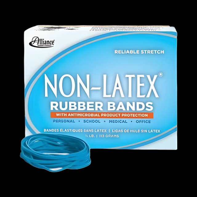 Antimicrobial Non-Latex Rubber Bands, Size 33, 0.04" Gauge, Cyan Blue, 4 oz Box, 180/Box