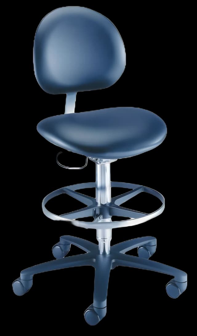 Laboratory Stool McKesson Backrest Pneumatic Height Adjustment Graystone