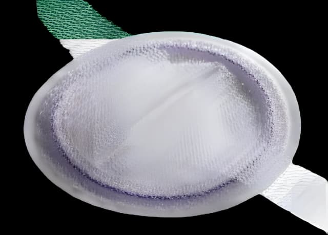 Ventral Hernia Repair Mesh Ventralex™ ST Partially Absorbable Polypropylene Monofilament / Hydrogel / PGA 1-7/10 Inch Diameter Small Circle with Strap Style White Sterile