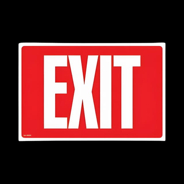 Glow-in-the-Dark Safety Sign, Exit, 12 x 8, Red