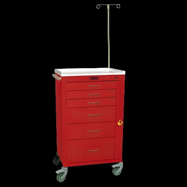 Compact Emergency Cart Mini24 with IV Pole - Harloff