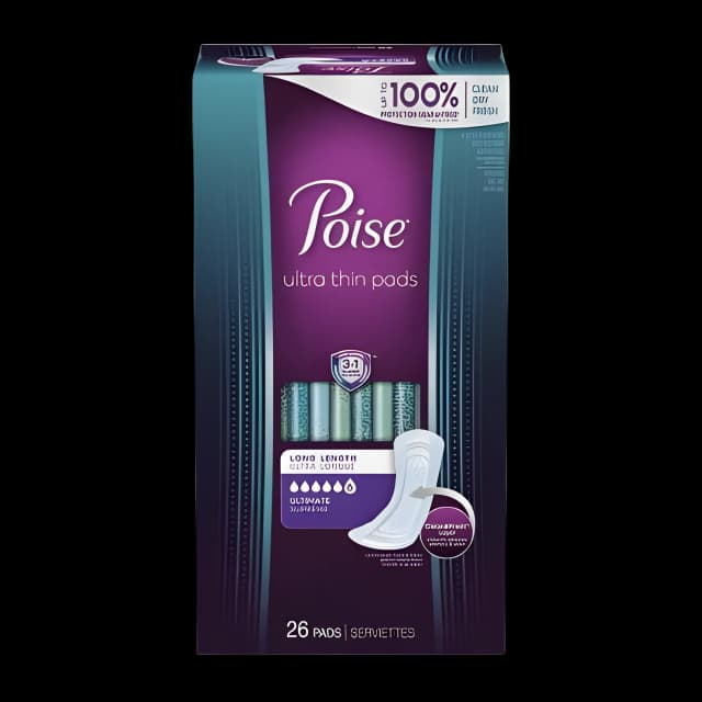 Bladder Control Pad Poise® Ultra Thin Ultimate 15.9 Inch Length Heavy Absorbency Sodium Polyacrylate Core One Size Fits Most