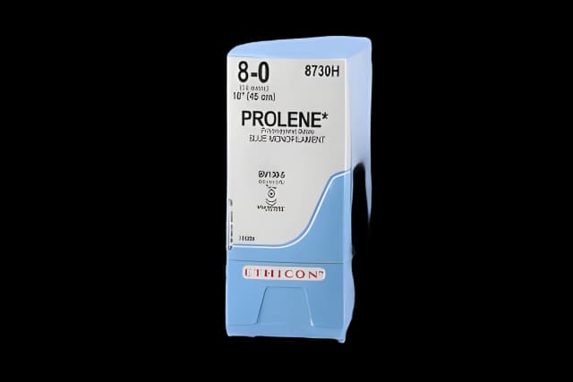 Nonabsorbable Suture with Needle Prolene™ Polypropylene BV130-5 3/8 Circle Taper Point Needle Size 8 - 0 Monofilament - 8730H