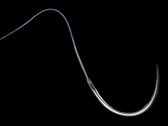 Absorbable Suture with Needle Novosyn® Polyglycolide DSMP11 3/8 Circle Reverse Cutting Needle Size 6 - 0 Braided