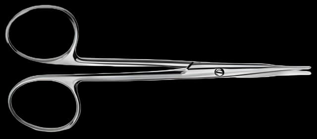 Tenotomy Scissors V. Mueller® Stevens 4-1/2 Inch Length Surgical Grade Stainless Steel NonSterile Finger Ring Handle Curved Blunt Tip / Blunt Tip