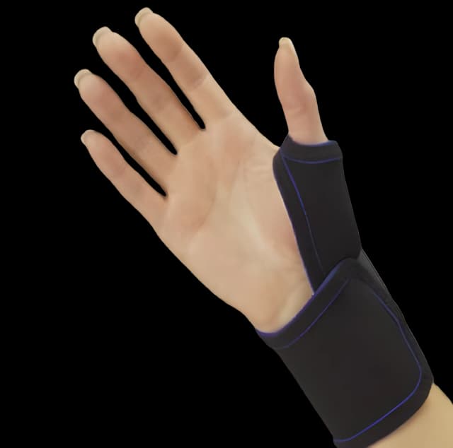 Thumb Splint Thermo-Form Large Hook and Loop Closure Right Hand Black - 360LL