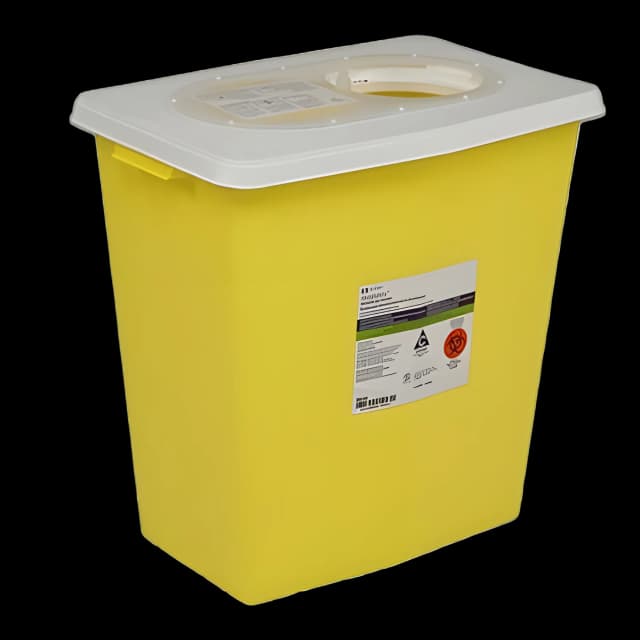 Chemotherapy Waste Container SharpSafety™ Yellow Base 26 H X 12-3/4 D X 18-1/4 W Inch Vertical Entry 18 Gallon - 8939