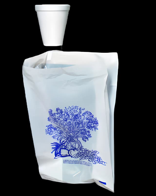 Bedside Bag Elkay® 4 X 7 X 11 Inch White / Blue Floral Print HDPE