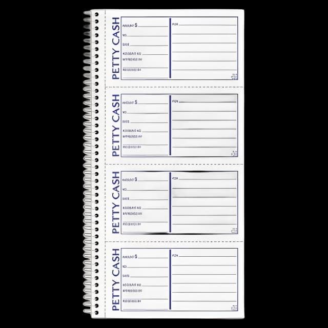 Petty Cash Receipt Book, Two-Part Carbonless, 5 x 2.75, 4 Forms/Sheet, 200 Forms Total
