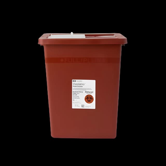 Sharps Container SharpSafety™ Red Base 17-3/4 H X 11 W X 15-1/2 D Inch Vertical Entry 8 Gallon