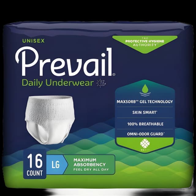 Unisex Adult Absorbent Underwear Prevail® Pull On with Tear Away Seams Large Disposable Heavy Absorbency