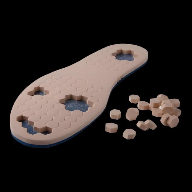 PediFix® PressureOFF® High Protection System 9 Wide Offloading Insole Full Length / Removable Bottom Pegs Medium, Left Foot EVA / Poron® Blue / Tan Male 6 to 9 / Female Up to 11