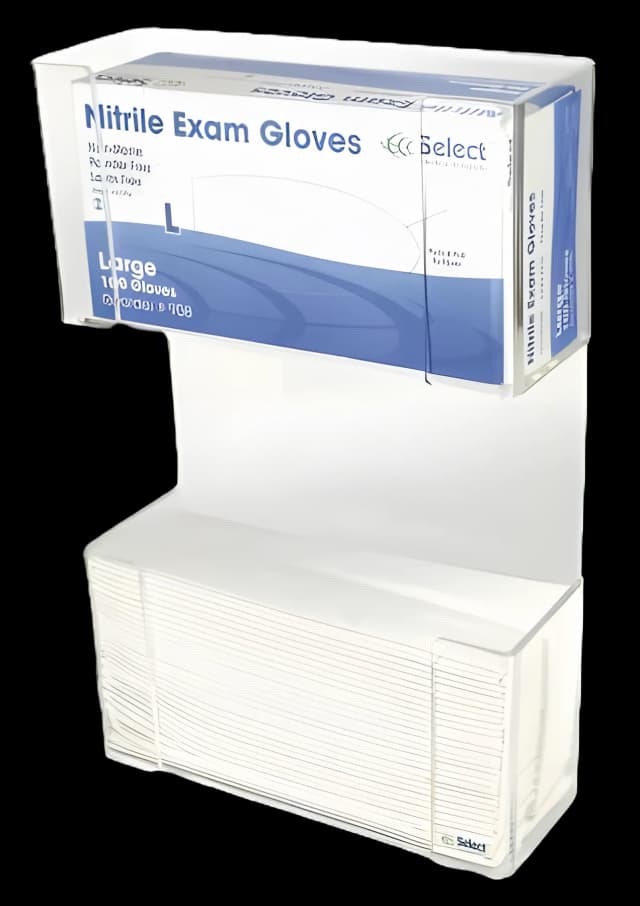 Glove Box Holder and Paper Towel Dispenser McKesson Horizontal Mounted 1-Box Capacity Clear 4 X 11 X 17 Inch Plastic