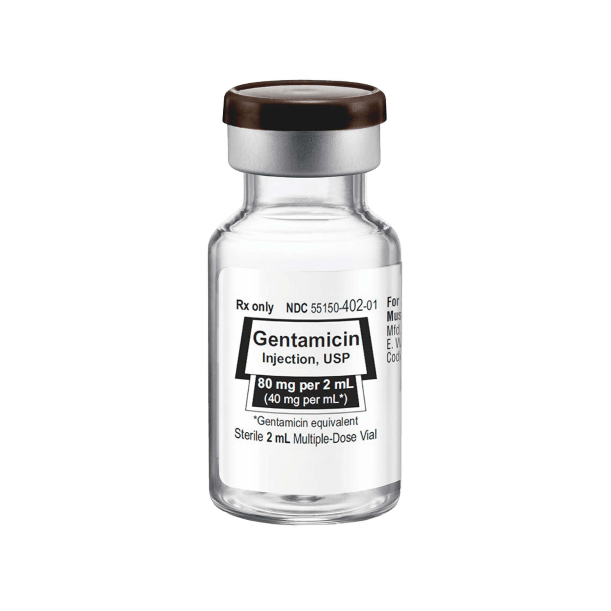 Gentamicin Sulfate Injection Vial, 40 mg/mL, 2mL Vial, 25/PK