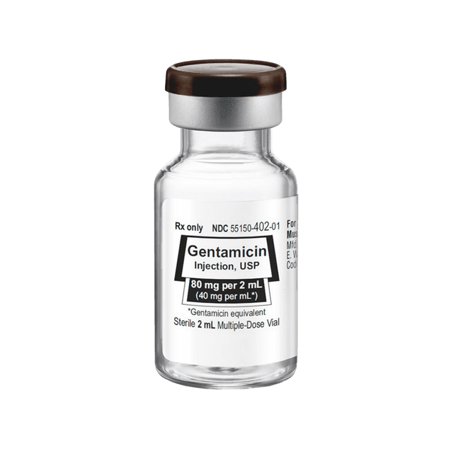 Gentamicin Sulfate Injection Vial, 40 mg/mL, 2mL Vial, 25/PK