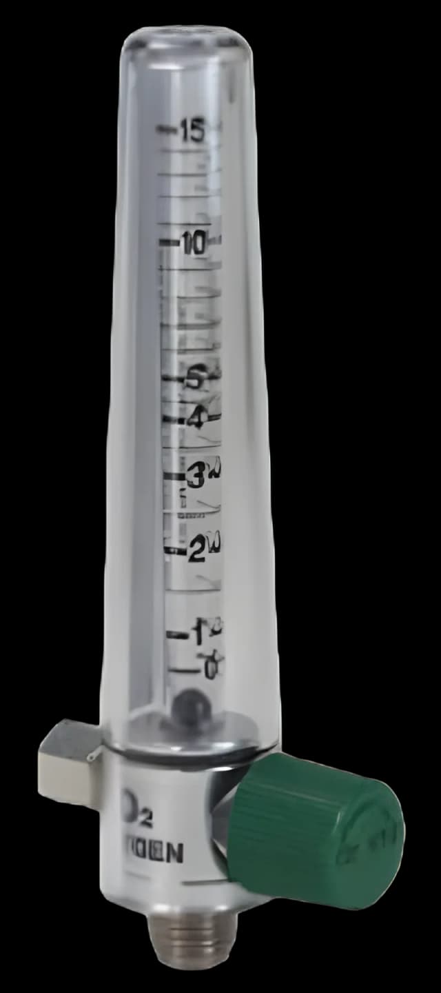 Precision Medical® Medical Air Flowmeter Adjustable with 1 Power Take-Off 0 - 15 LPM DISS Hand Tight Adapter