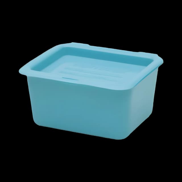 Medegen Denture Cup 8 oz. Blue Double-Hinged Lid Single Patient Use