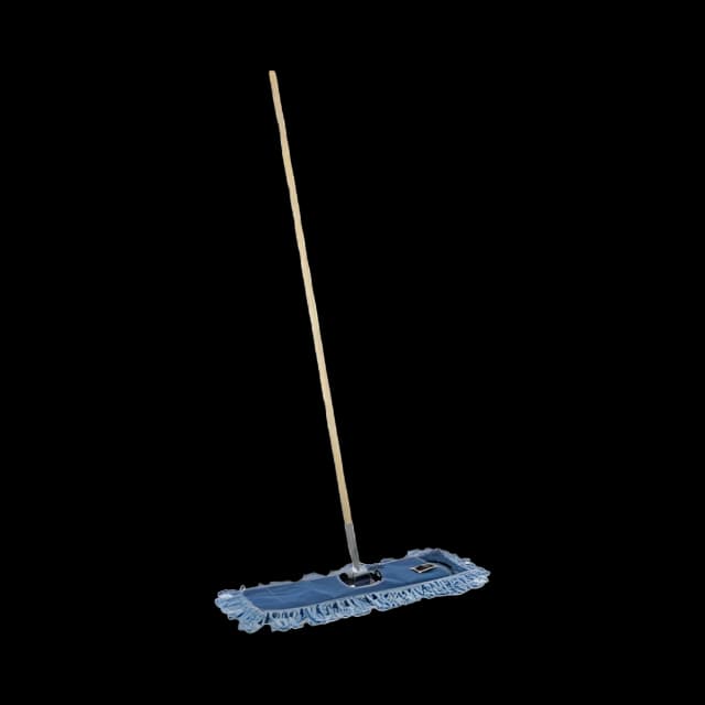 Dry Mopping Kit, 24 x 5 Blue Synthetic Head, 60" Natural Wood/Metal Handle