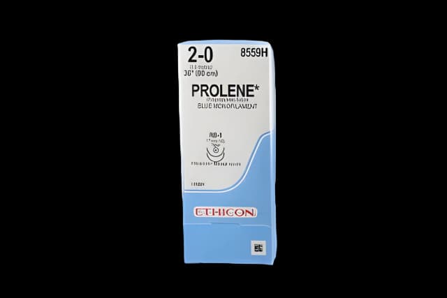 Nonabsorbable Suture with Needle Prolene™ Polypropylene RB-1 1/2 Circle Taper Point Needle Size 2 - 0 Monofilament