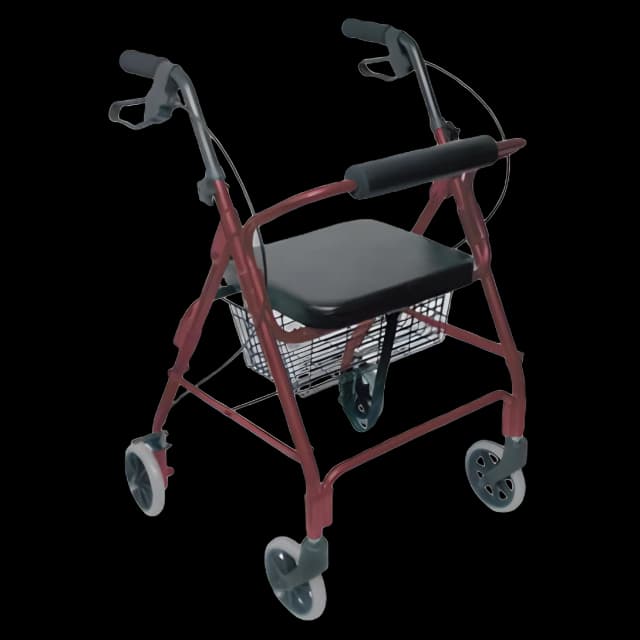 4 Wheel Rollator DMI® Burgundy Adjustable Height / Lightweight / Folding Aluminum Frame